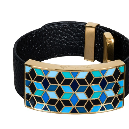 Браслет Fiore Luna на кожаном черном ремешке, CB03209-3 G фото 3